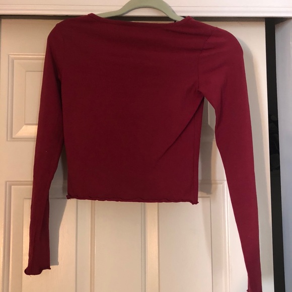 Hu0026M | Tops | Red Long Sleeve Crop Top | Poshmark